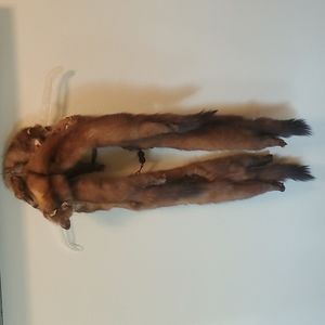 Vintage 4 Mink Dark Brown Stole